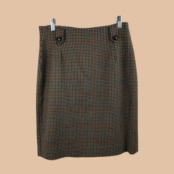* VINTAGE - Jones New York - Houndstooth Wool Skirt - SIZE 8 - Picture 1 of 8